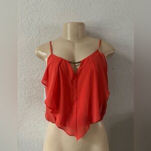 bebe Vibrant Red Camisole with Beaded Detail